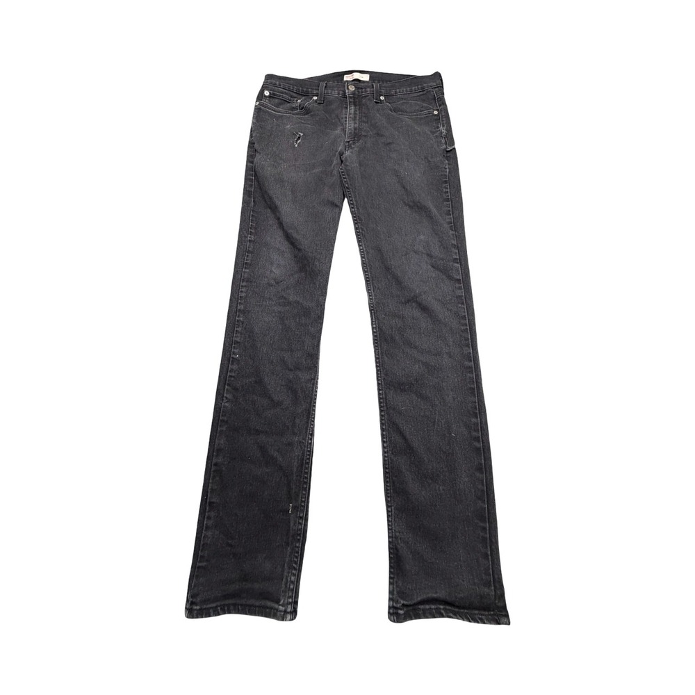 Signature by Levi Strauss Mens 36x32 Black Slim Fit Jeans Distressed Denim Pants